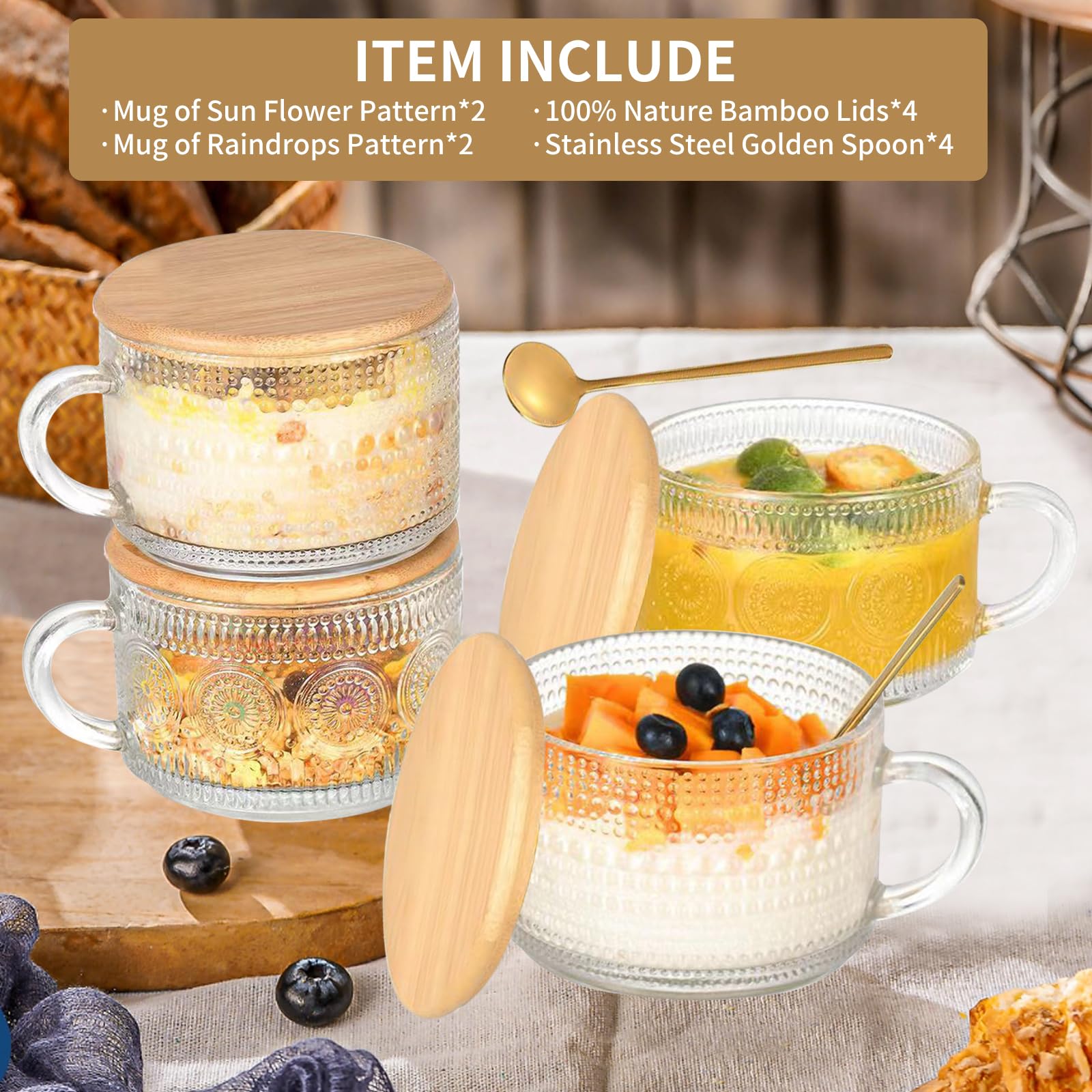 DOPUDO sunflower embossed glass mug enhances morning coffee with vintage flair