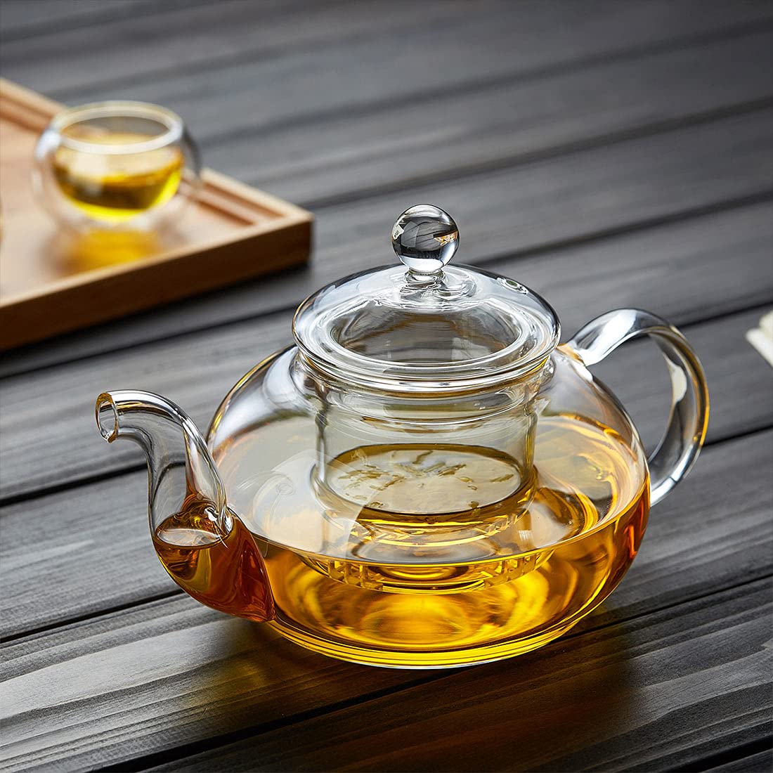 DOPUDO glass teapot showcases tea color and leaf unfurling
