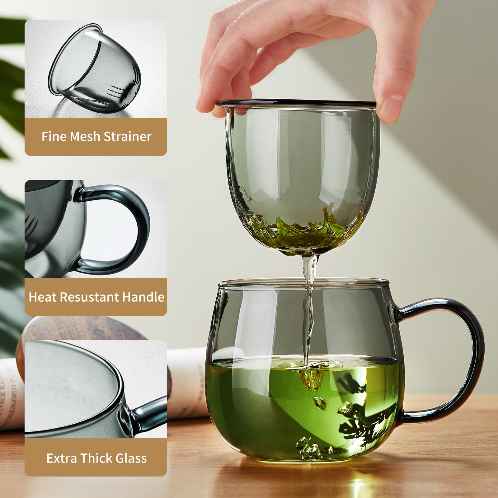 DOPUDO tea cup lid used as strainer holder during brewing.