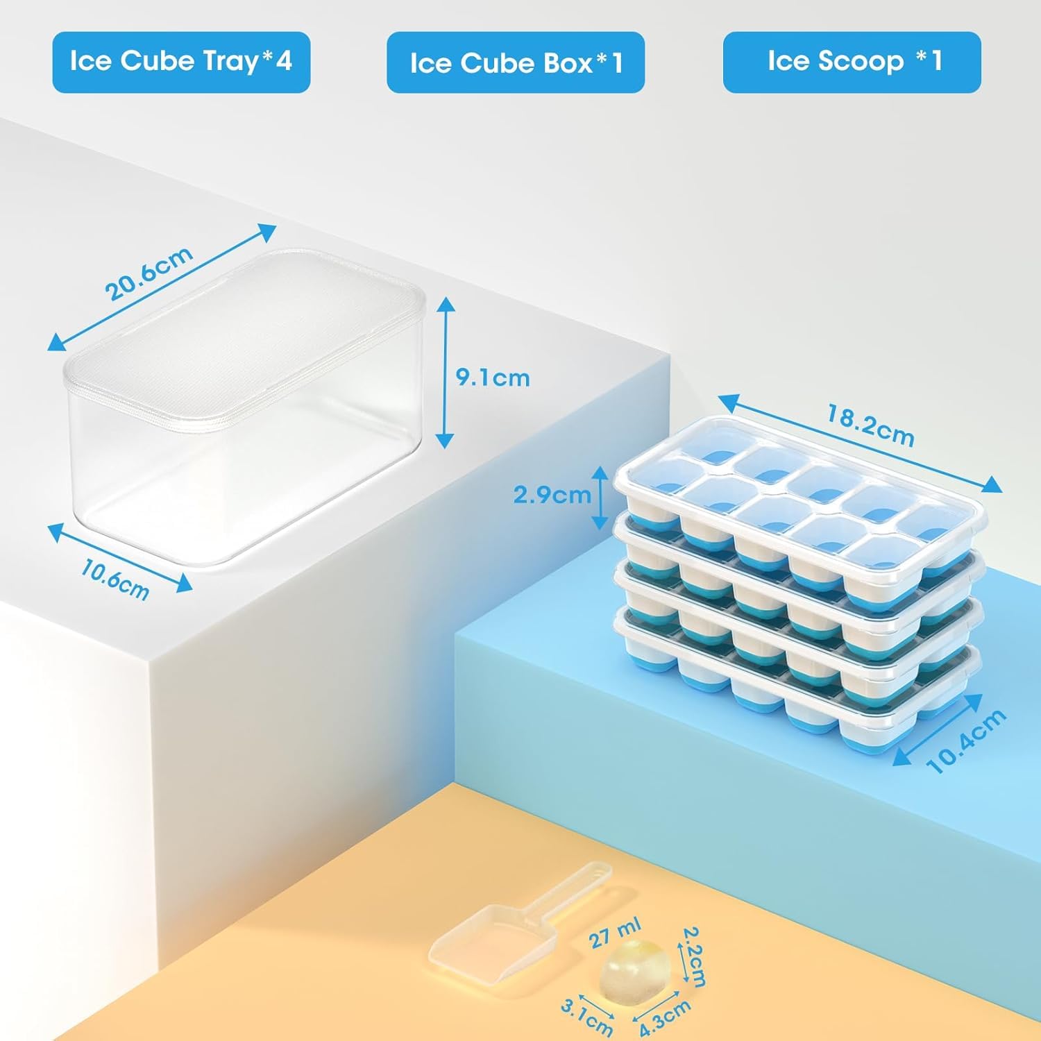 DOQAUS BPA-free ice trays ensure clean tasting ice for drinks.