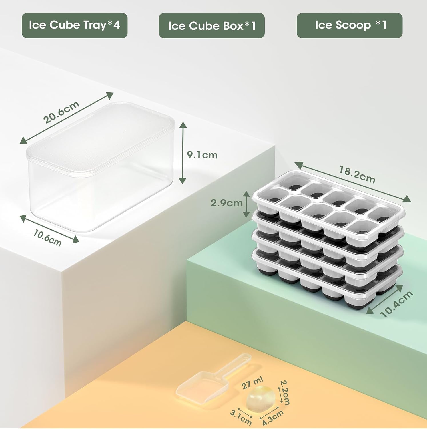 DOQAUS ice cube tray with flexible bottom for effortless release and minimal spill risk.
