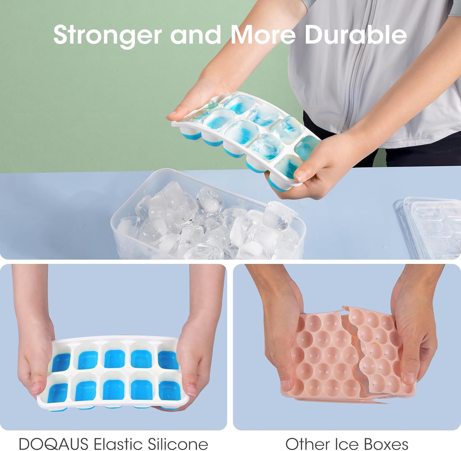 DOQAUS odor-resistant ice trays prevent freezer smells from affecting ice.