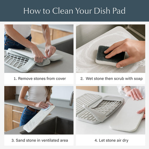 Dorai Dish Pad with dishes on mat for organized drying.