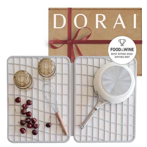 Dorai Home large dish pad on the counter with extra drying space.