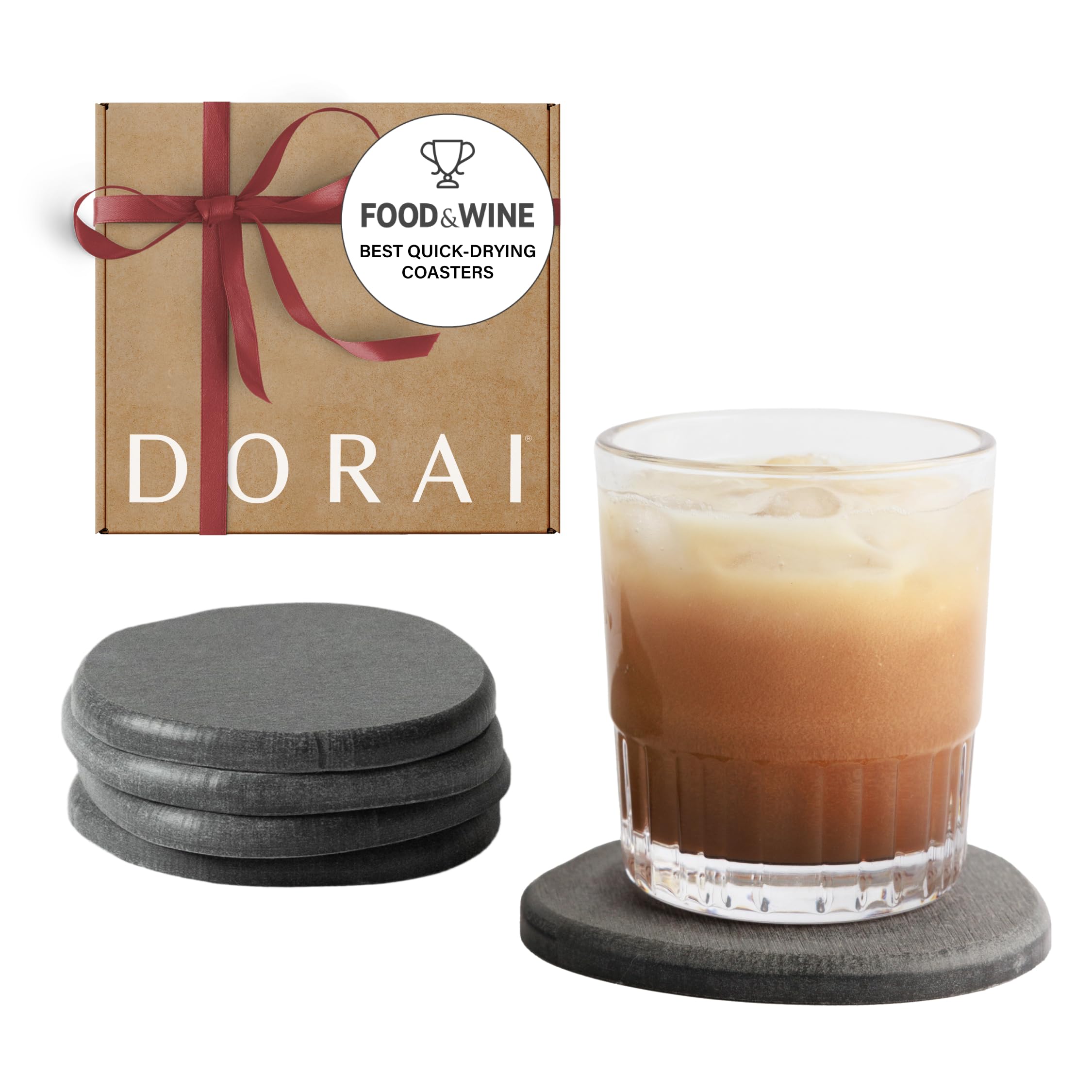 Dorai Home Stone Coaster slate pack four protects surfaces from moisture