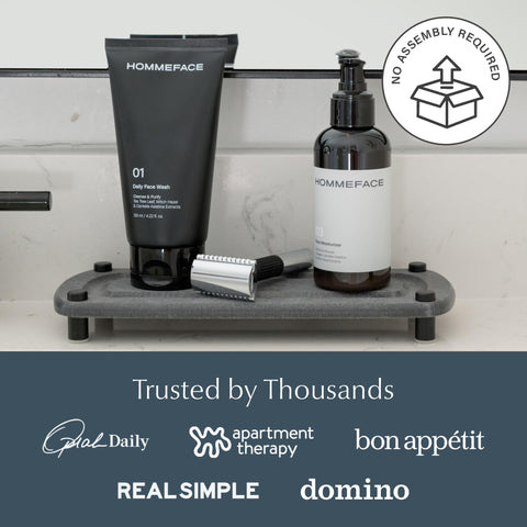 Dorai slate tray demonstrates moisture absorption, helping maintain a hygienic sink area.