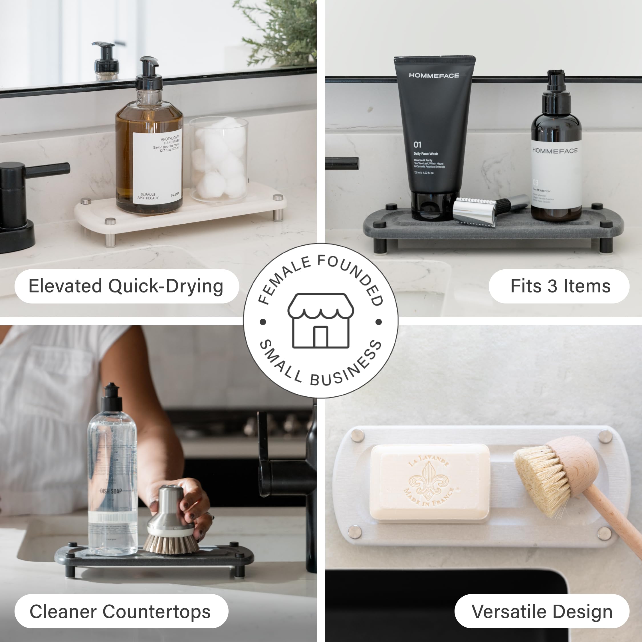 Dorai Sink Caddy diatomaceous earth surface absorbs water quickly.