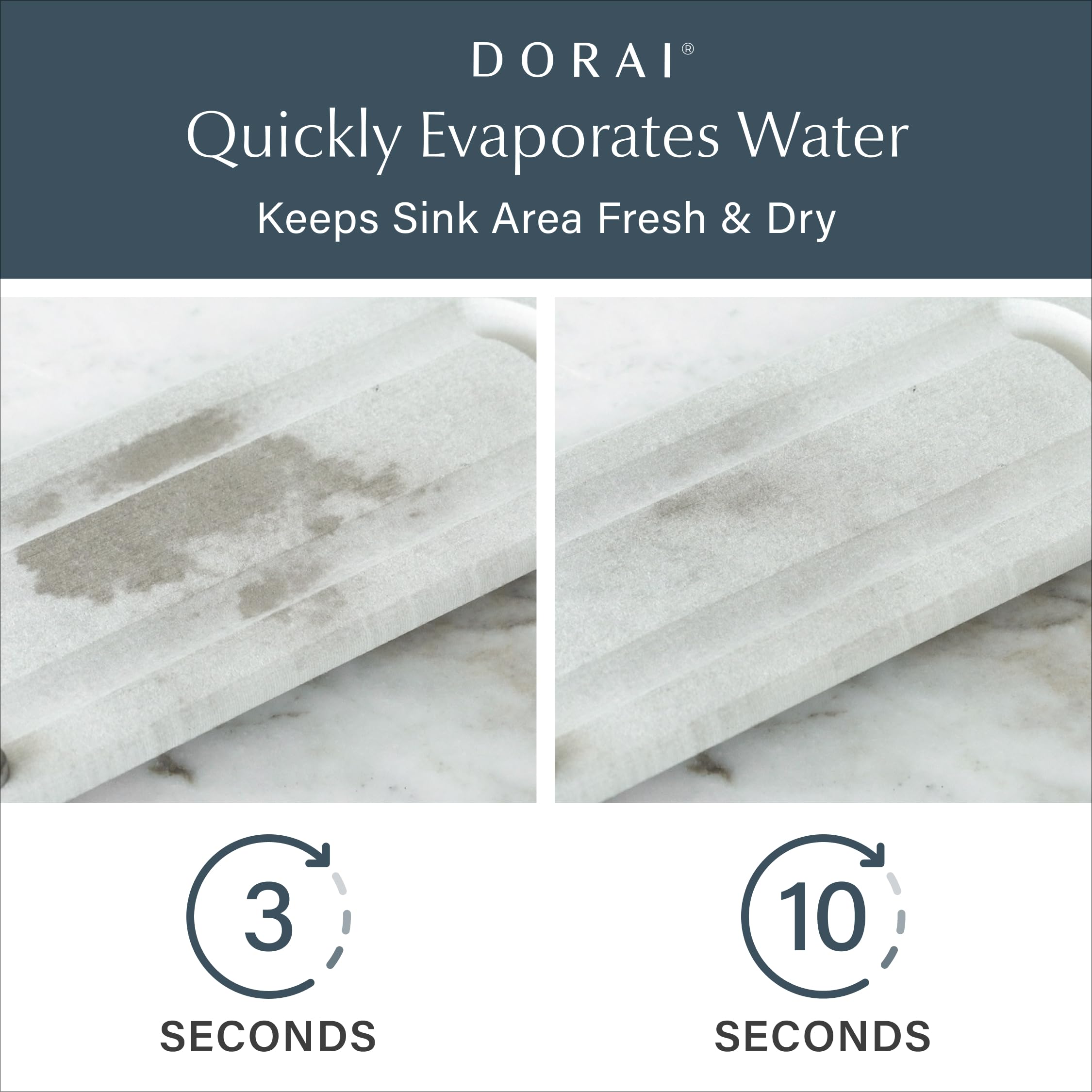 Dorai Sink Caddy stainless steel feet elevate the tray for moisture protection.