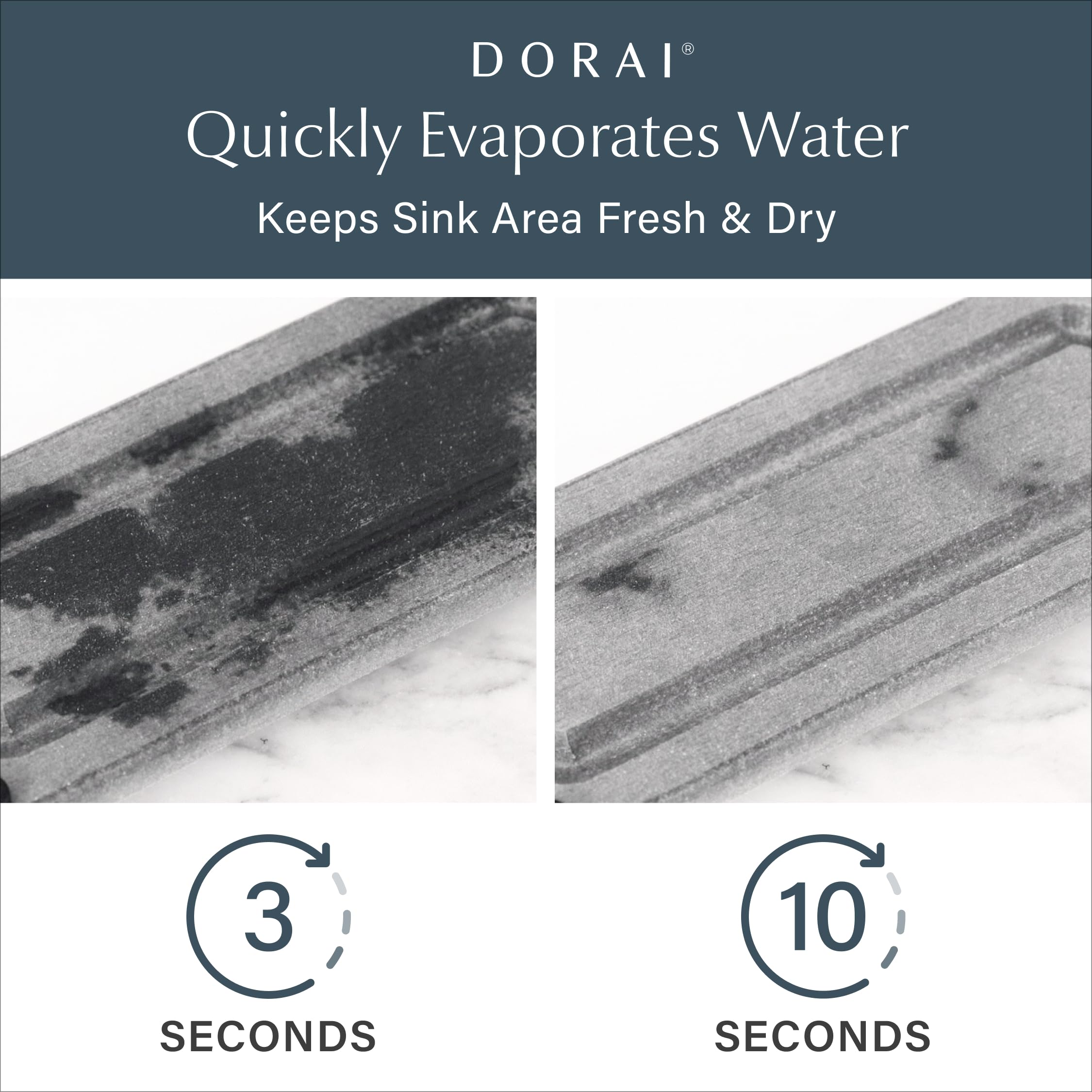Dorai stone sink tray close-up shows porous surface accelerating moisture evaporation.