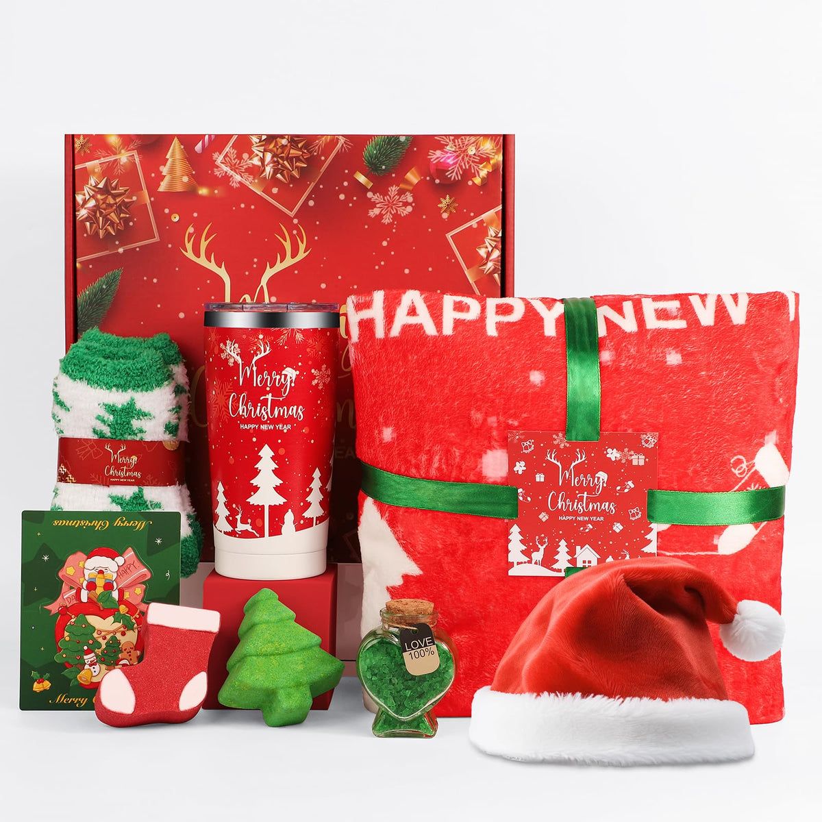 DORBOKER Christmas tumbler in gift basket keeps drinks hot or cold