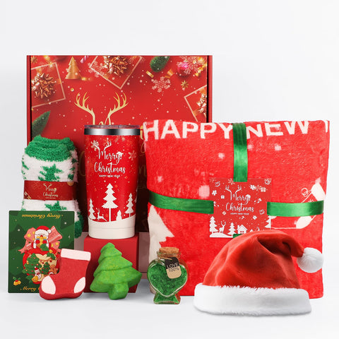 DORBOKER Christmas tumbler in gift basket keeps drinks hot or cold