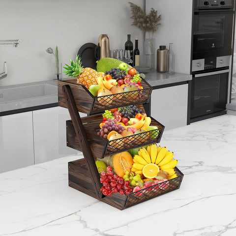 Dorhors 3-Tier Basket displays fruits and vegetables neatly for everyday use.