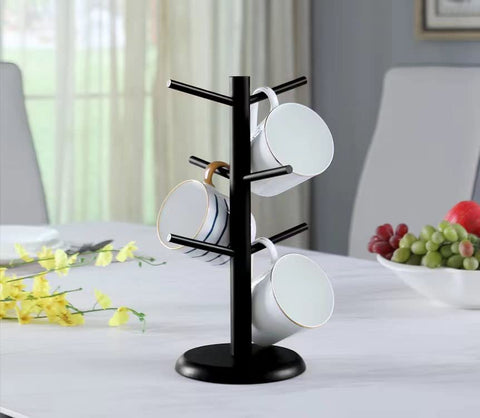 Dorhors Black Mug Tree sits securely on smooth surfaces with non-slip pads.