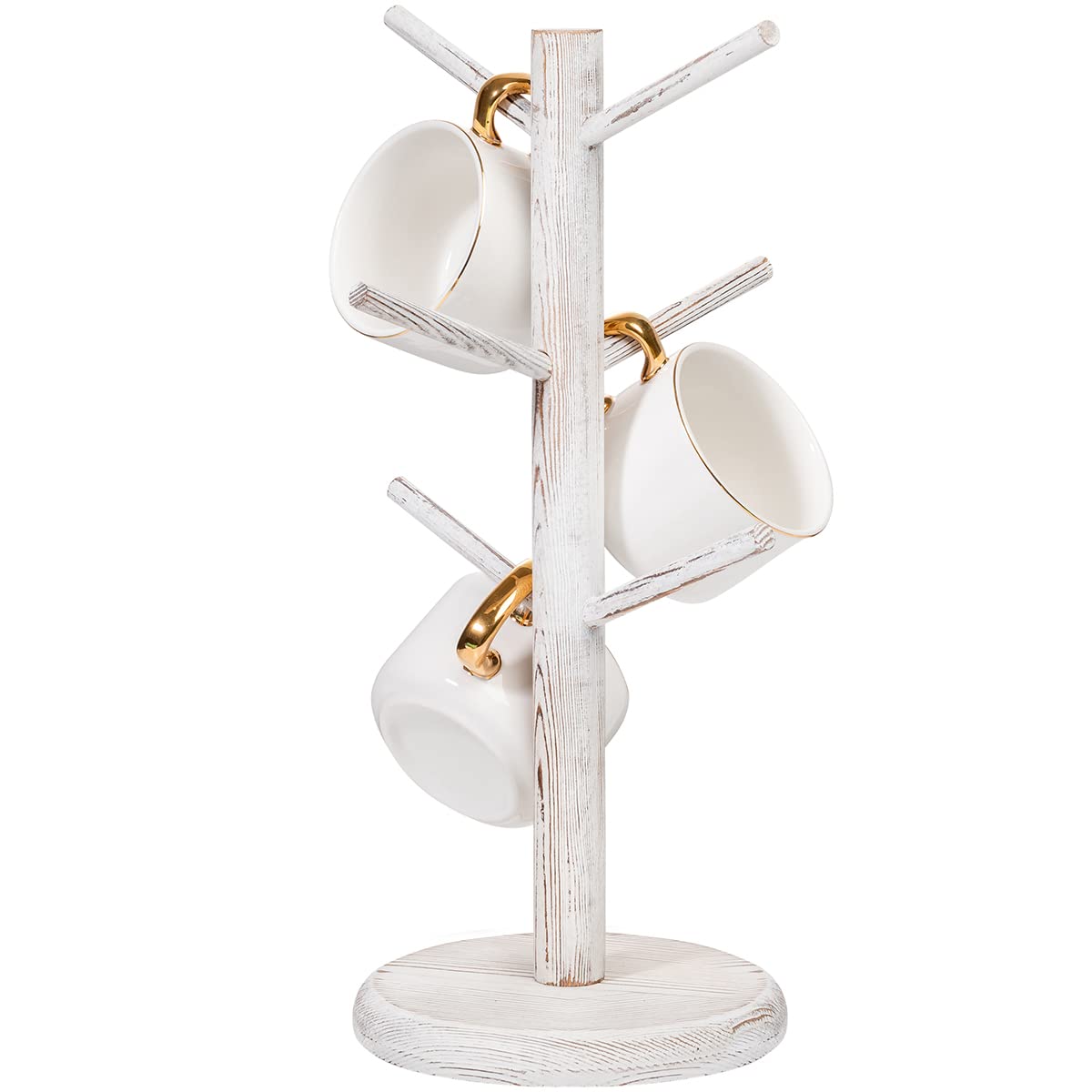 Dorhors mug holder tree assembly shows sturdy natural wood build for organized display