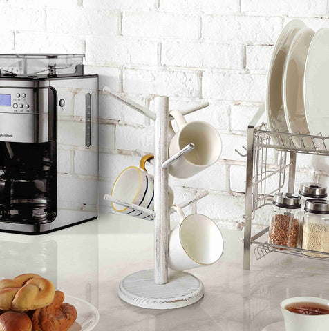 Dorhors mug holder tree with six hooks holds mugs neatly for easy access