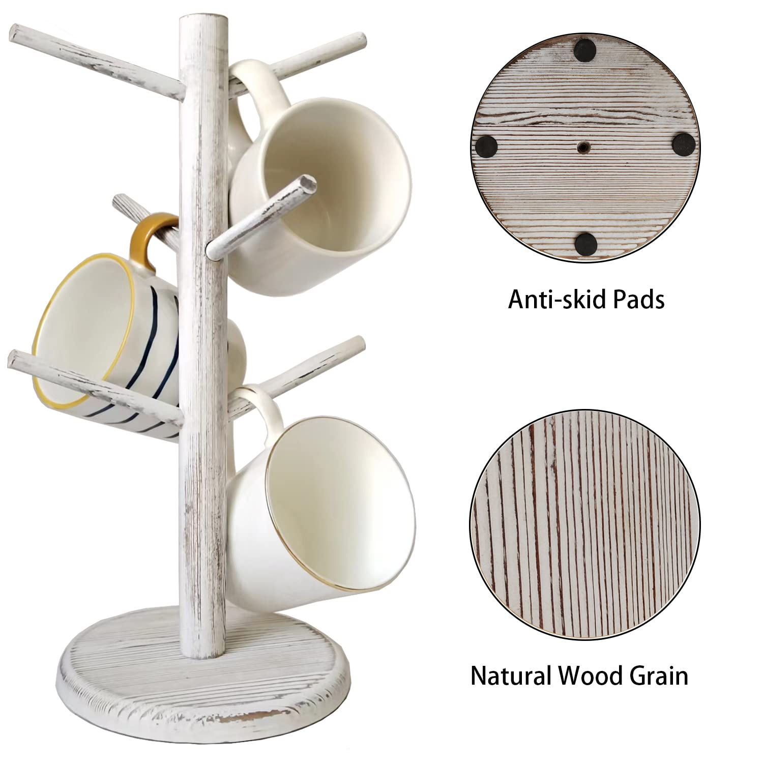 Dorhors mug tree base with non-slip feet stabilizes on smooth surfaces