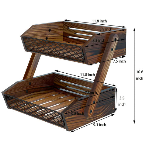 Dorhors counter display blends rustic wood with metal mesh.
