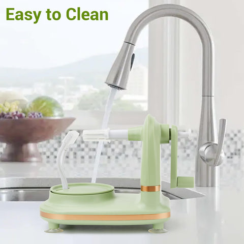 Dormercy pelador de manzanas, almacenamiento compacto, ideal para cocinas pequeñas.