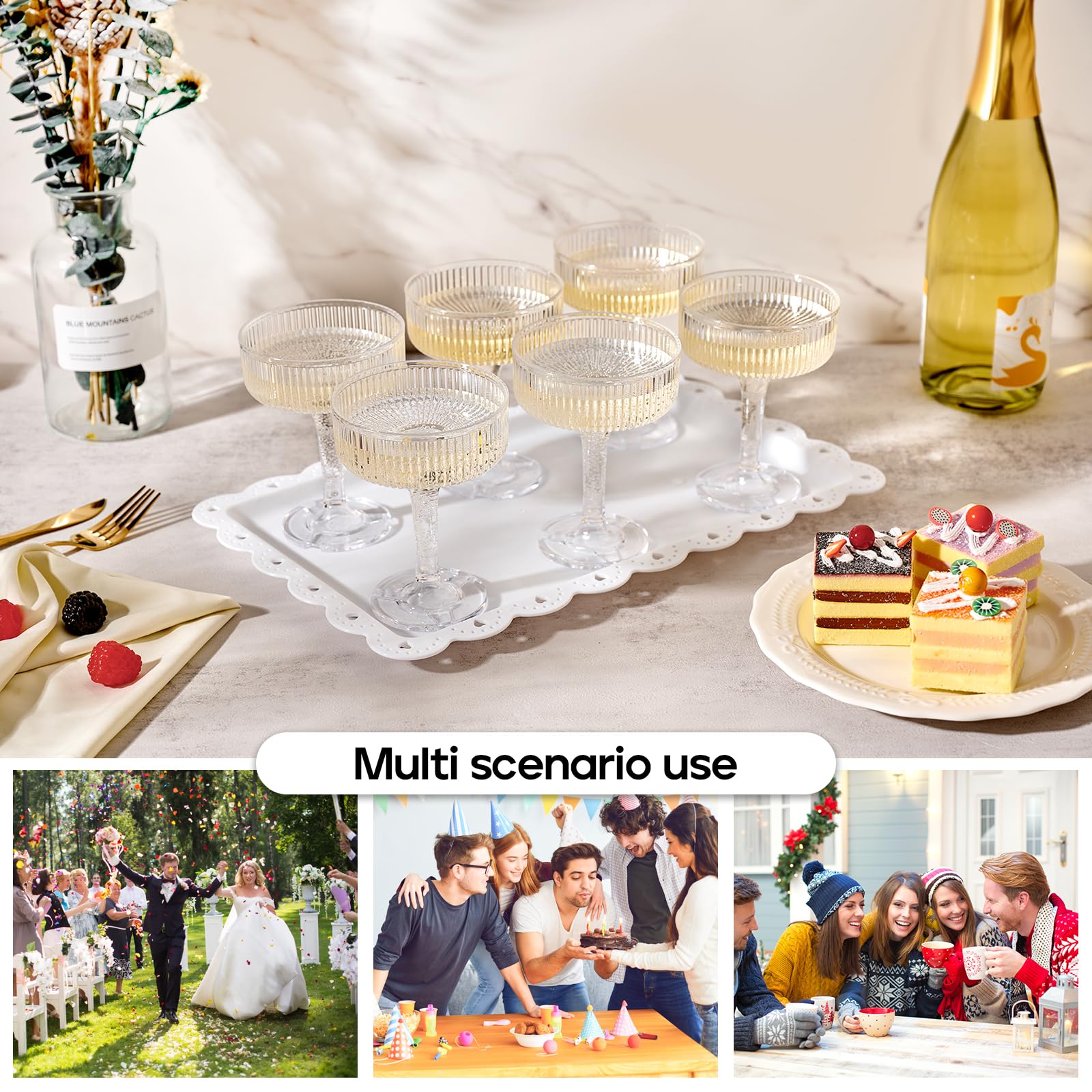 DORONAN unbreakable champagne glasses in a 20 pack for bars and parties