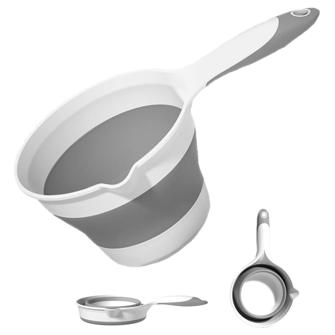 DoroSun collapsible water ladle folding scoop ready for travel, space-saving design.