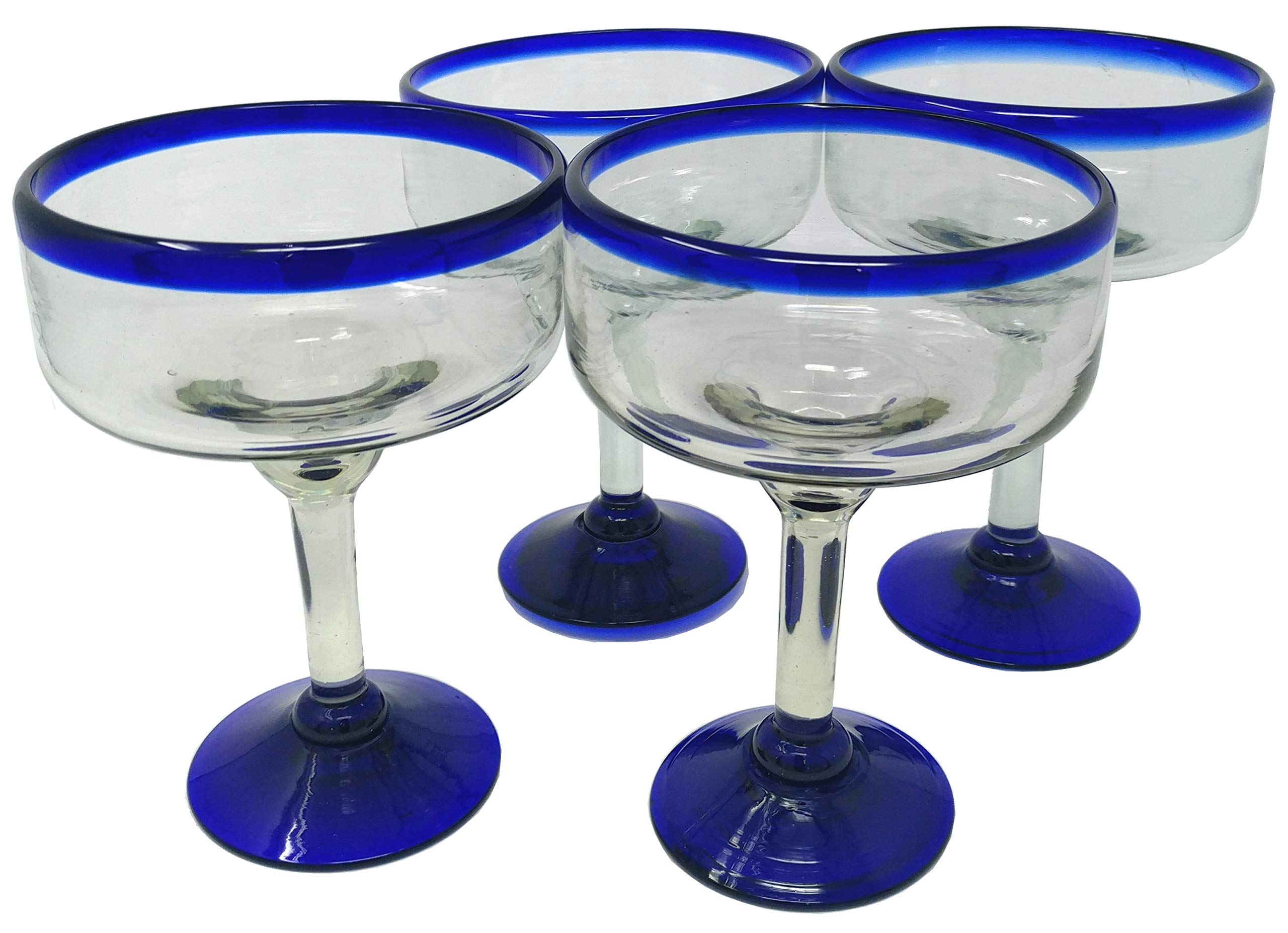 Dos Sueños margarita glasses with cobalt blue rim for elegant entertaining