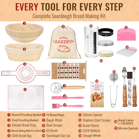 Dotela Sourdough Starter Kit oval basket for spiral patterns and crisp crust.