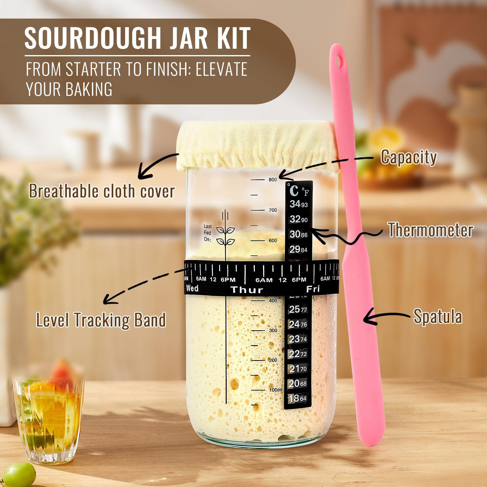 Dotela Sourdough Starter Kit silicone mat for non-stick transfer and cleanup.