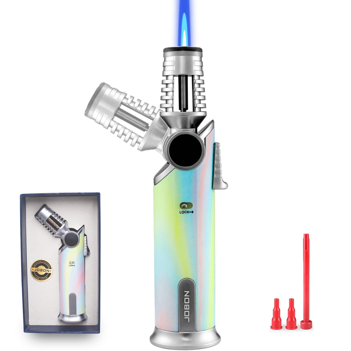 DOUBFIVSY butane torch with 60-degree rotating head for precise kitchen use