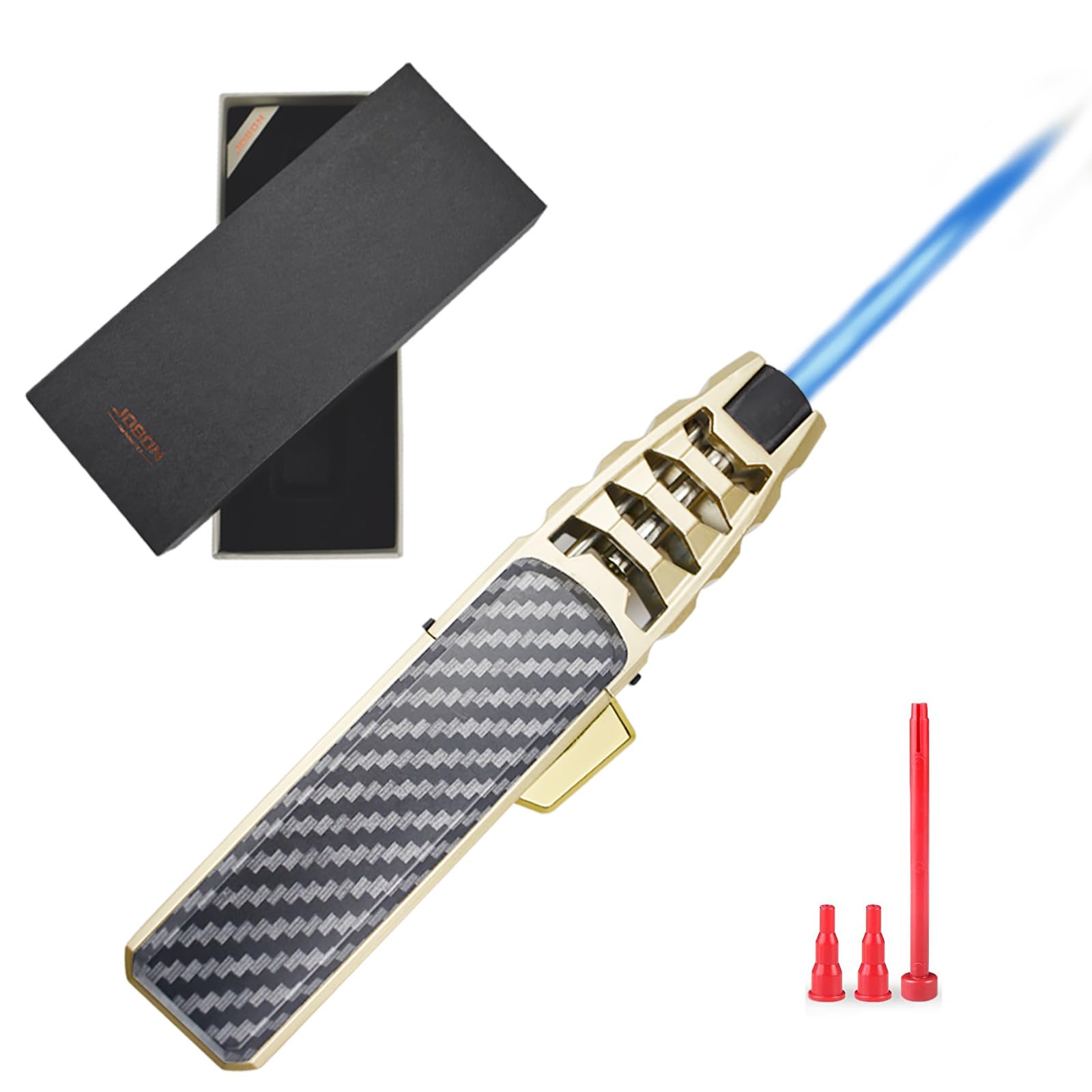 DOUBFIVSY butane torch with golden body for reliable kitchen and BBQ tasks