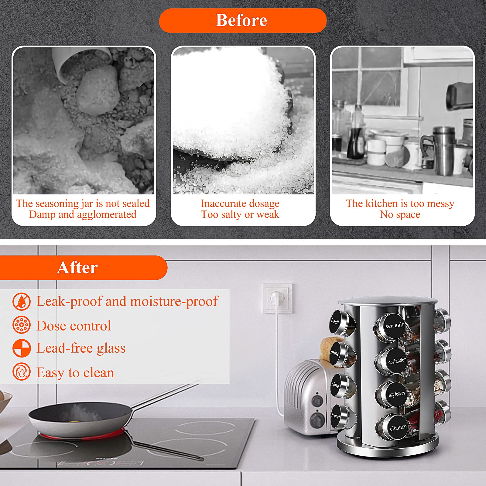 DOUBLE 2 C countertop spice carousel offers space-saving organization.