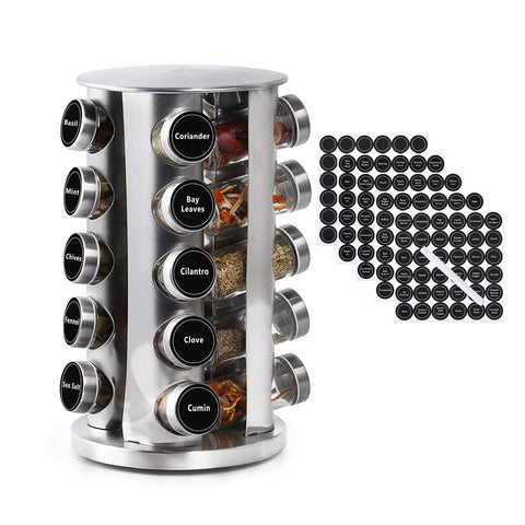 Double 2 C revolving spice rack with 360-degree access on the counter