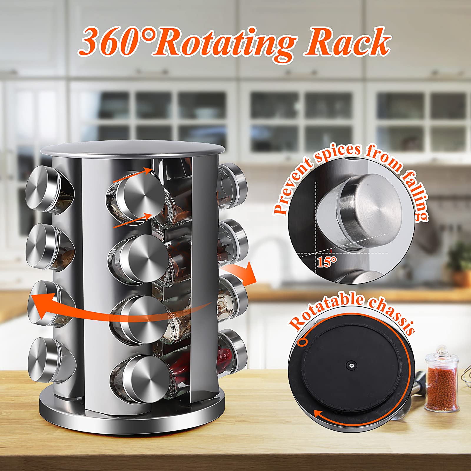 DOUBLE 2 C stainless steel body provides durable countertop storage.
