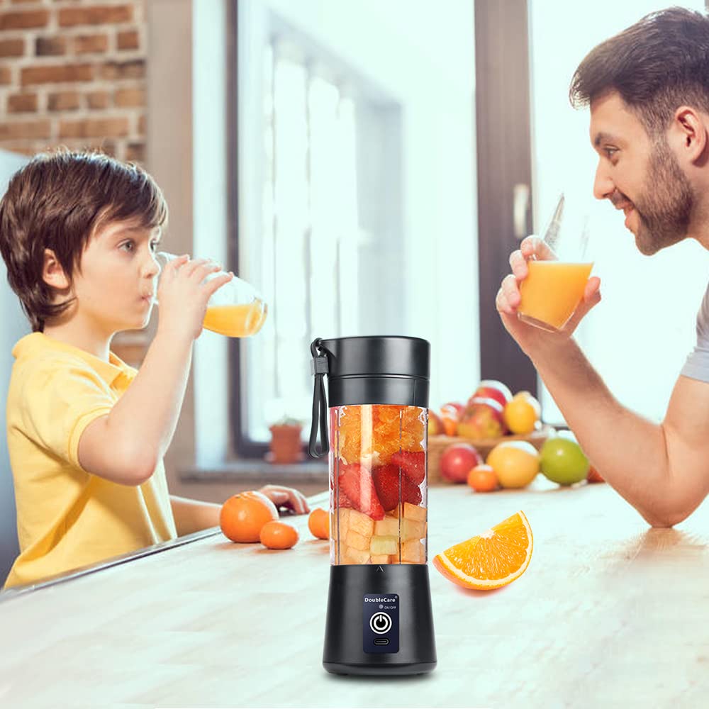 DoubleCare 380ml capacity fits single-serve smoothies for work or travel.
