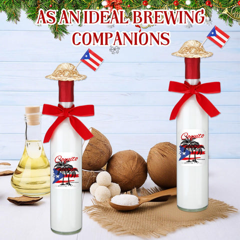 DoubleFill Christmas stickers decorate bottles with Puerto Rican flair