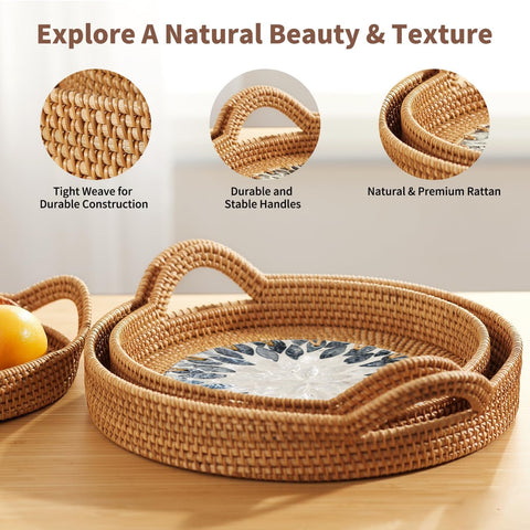 Double Gift shell-inlay tray decor with natural shimmer.