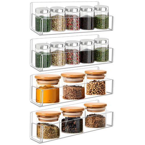 Douildhaiy acrylic spice rack wall mount in clear front view for quick spice visibility