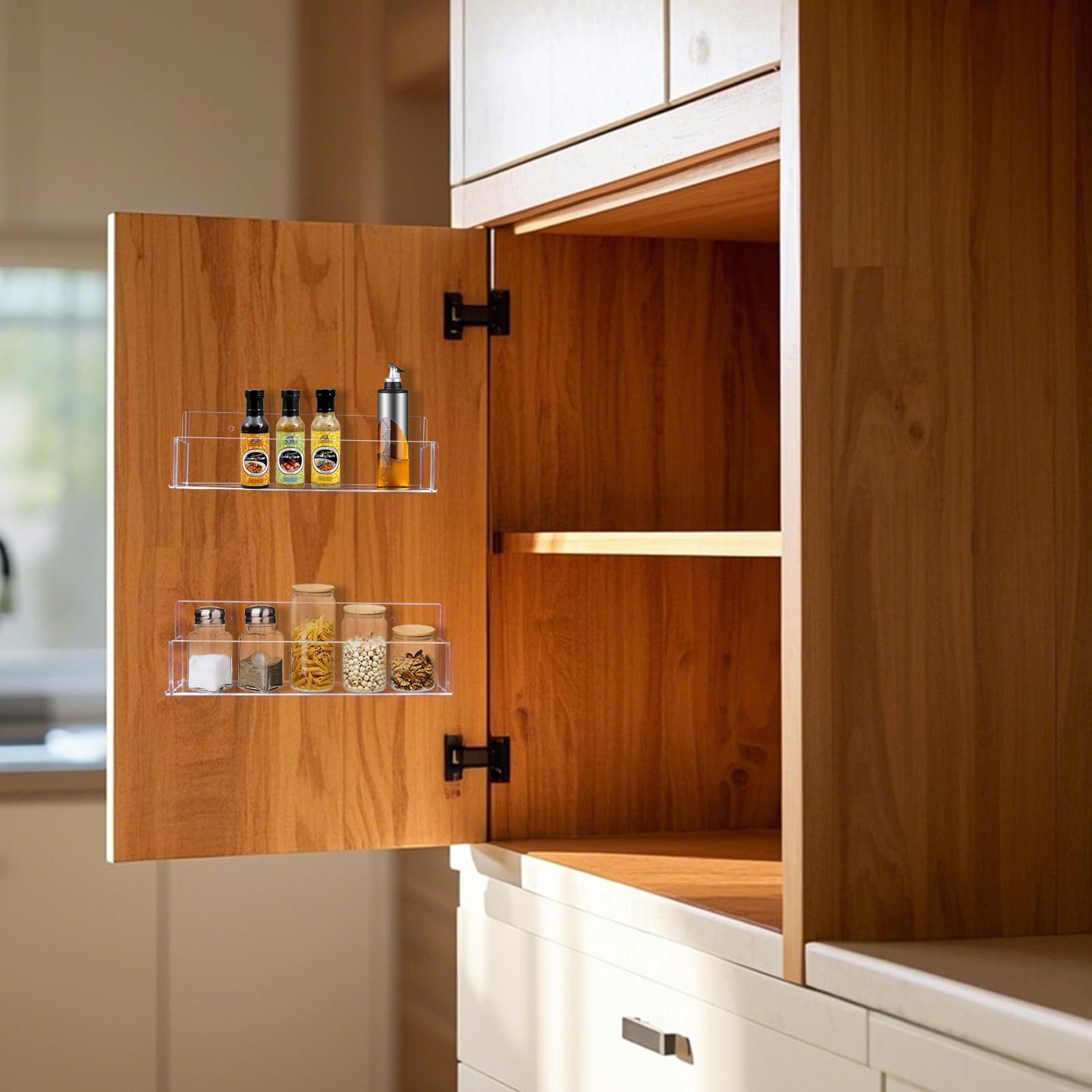 Douildhaiy spice rack adhesive strips close-up shows strong mounting for mess-free setup