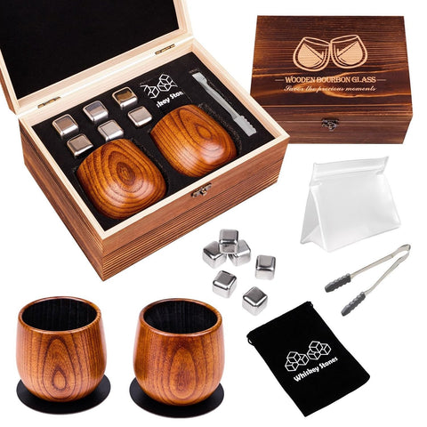 DouMmantn charred wooden whiskey glasses set for refined bourbon tastings.