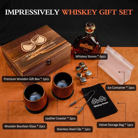 DouMmantn luxury wooden gift box framing a premium whiskey gift.