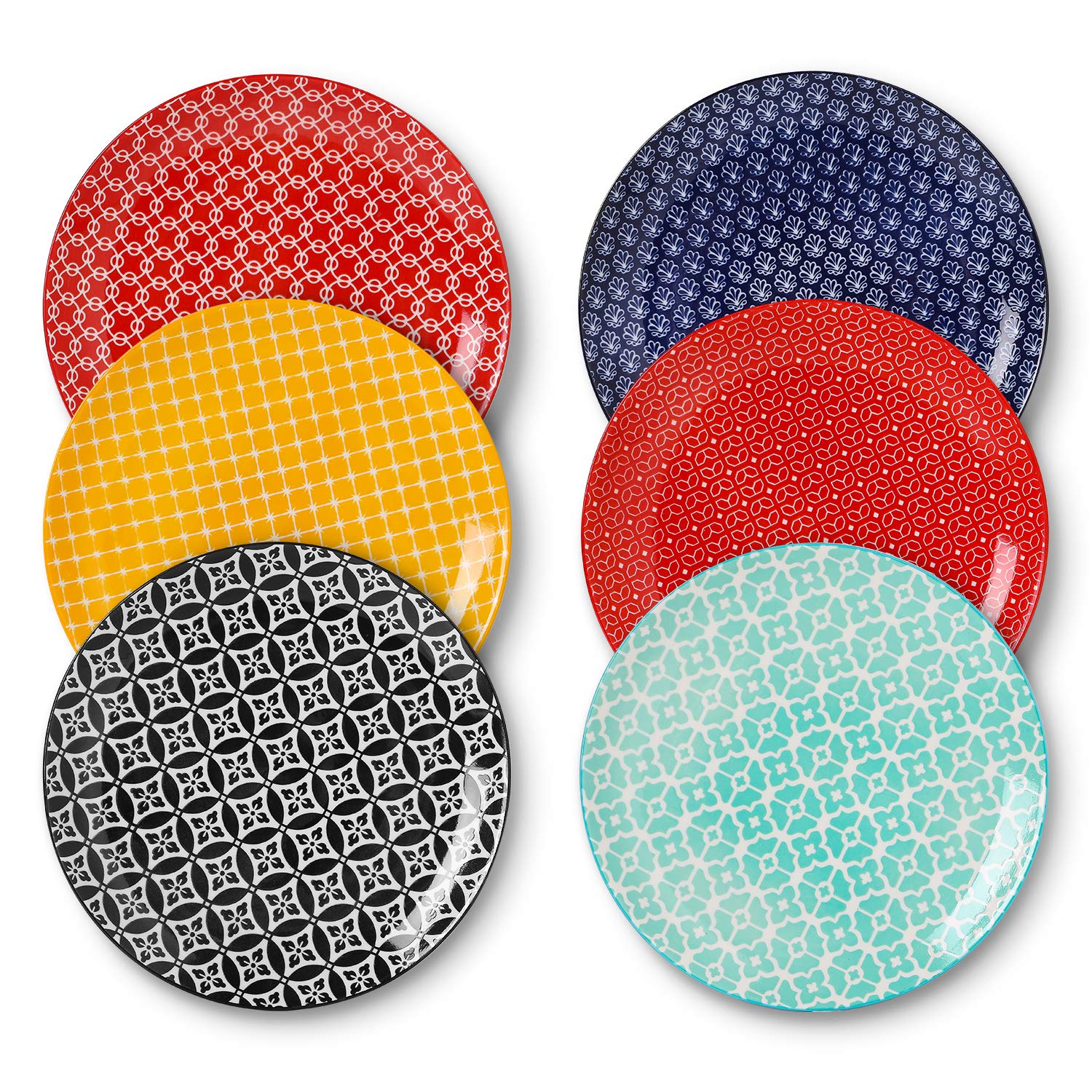DOWAN 10-inch colorful dinner plates set of 6 for vibrant mixed-table settings.
