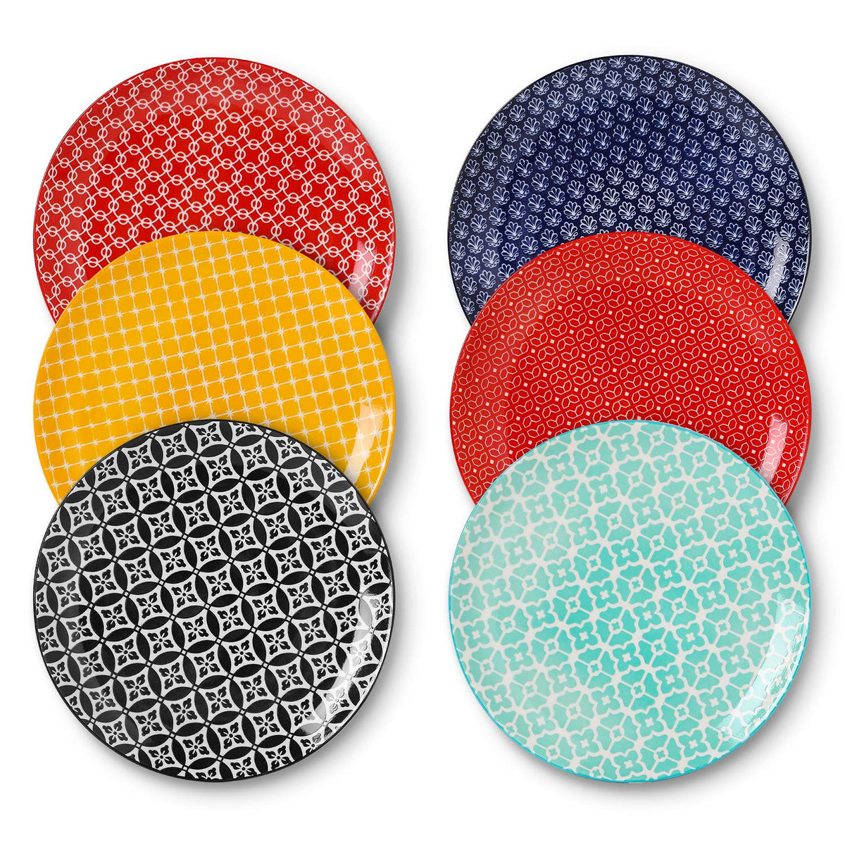 DOWAN 10-inch colorful dinner plates set of 6 for vibrant mixed-table settings.