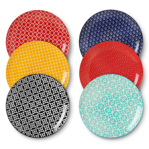 DOWAN 10-inch colorful dinner plates set of 6 for vibrant mixed-table settings.