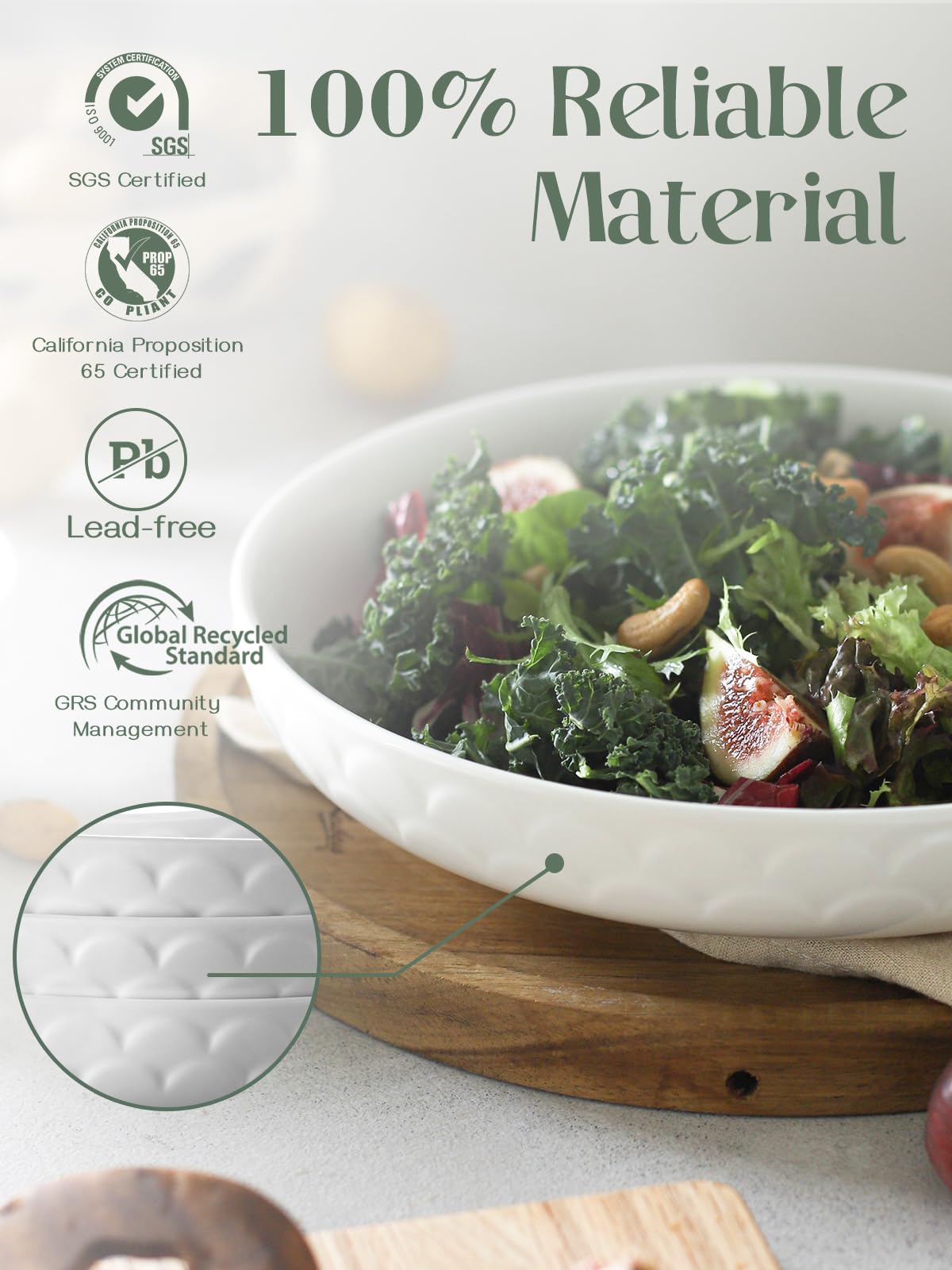 DOWAN 10-inch shallow bowls stack neatly for compact storage.