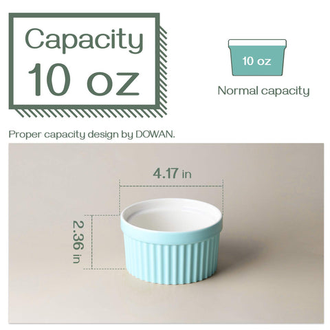 DOWAN blue 10 oz porcelain ramekin in use, oven-safe for souffle and lava cake.