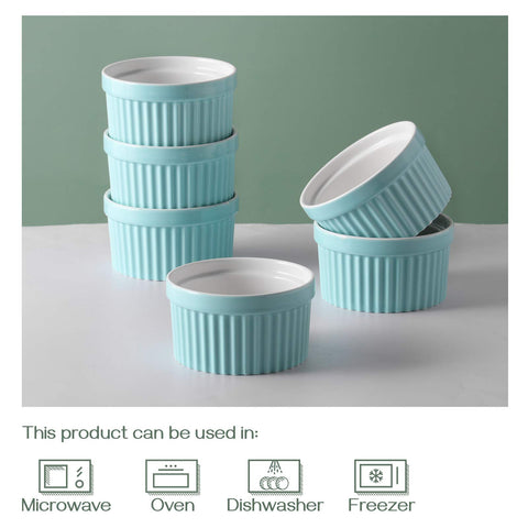 DOWAN blue ramekins, classic style for creme brulee, souffle, and more.