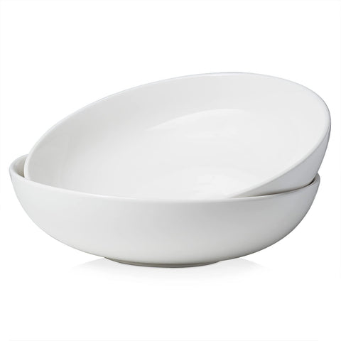 DOWAN 11.5-inch large serving bowls in white glaze ideal for everyday dining.