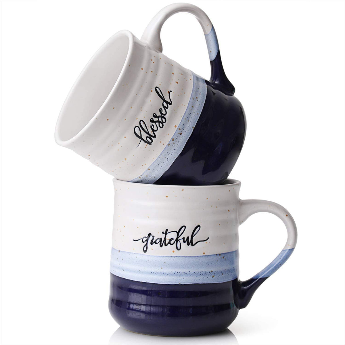 DOWAN 20oz coffee mug with blessed grateful text and front view
