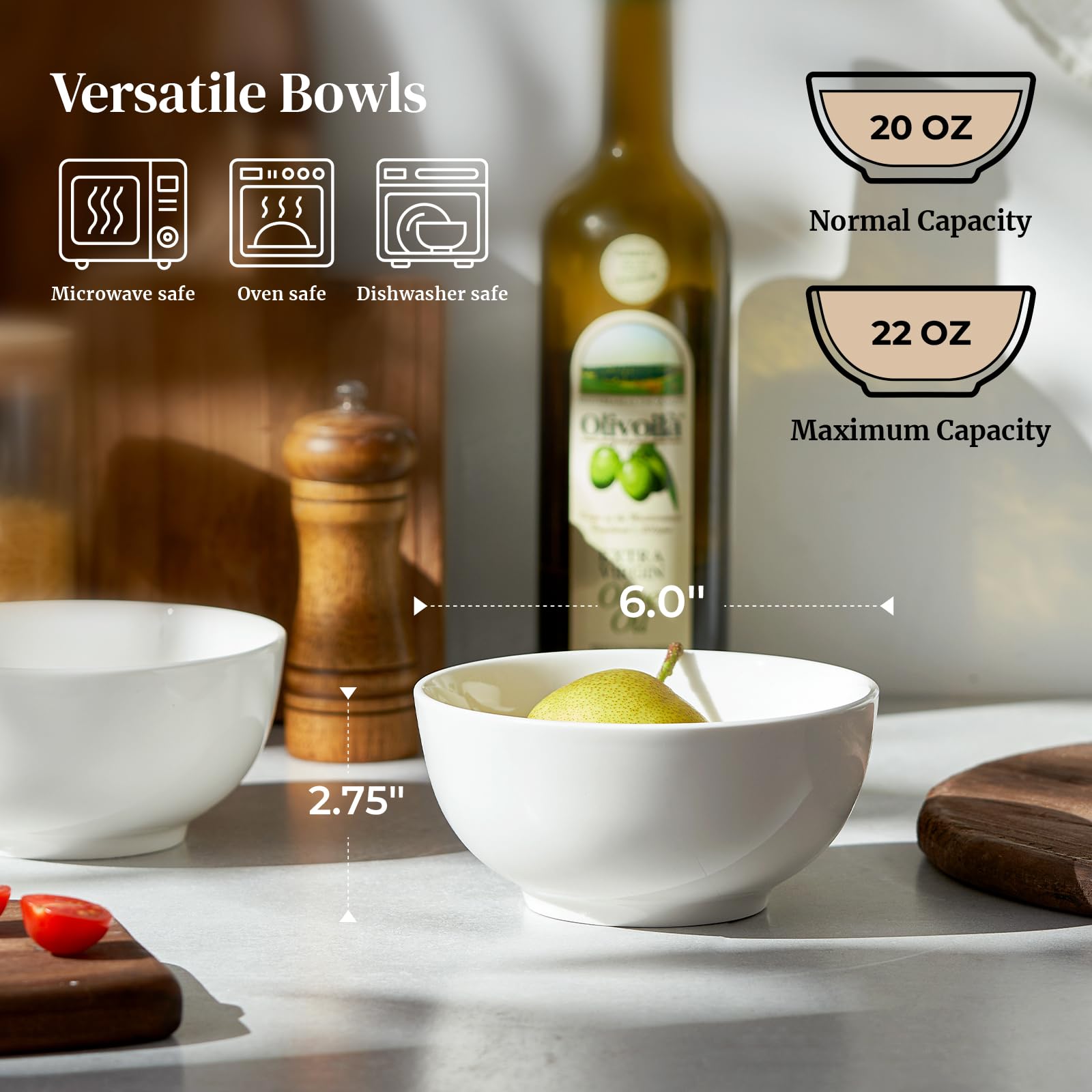DOWAN bowls set 4 side stack, space-saving design for easy storage.