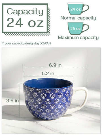 DOWAN 24oz jumbo mug with comfortable handle, ideal for coffee or soup