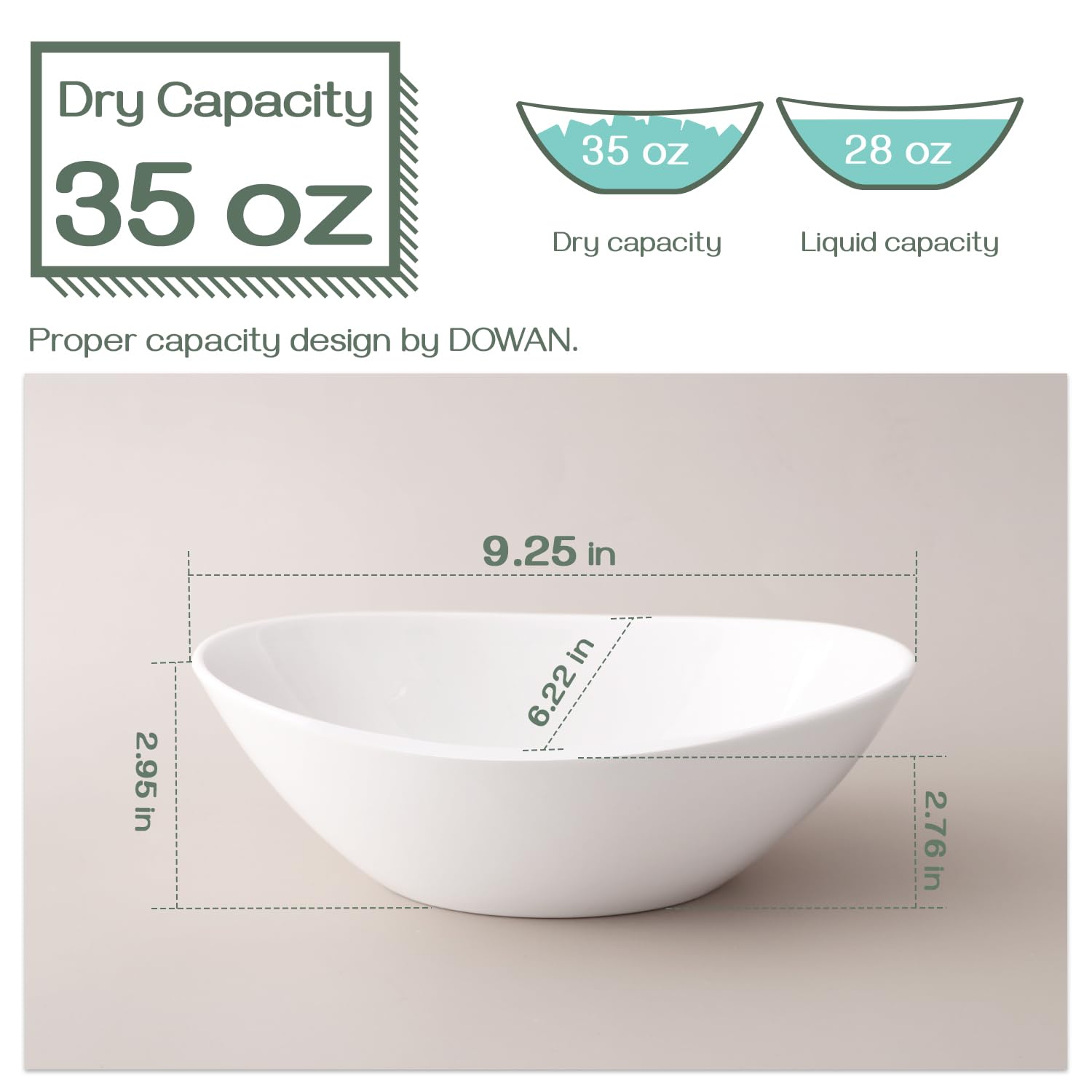 Dowan 35oz capacity bowls ideal for large salads and sides